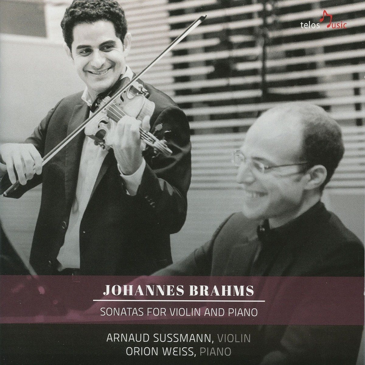Cover art for Brahms: Sonatas for Violin and Piano, Arnaud Sussmann and Orion Weiss, on Telos Music.